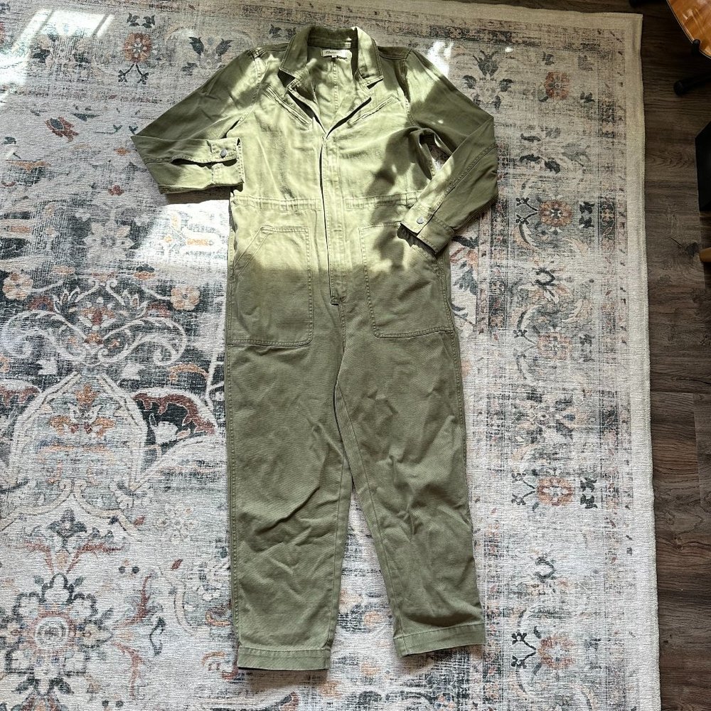 Madewell Medium Olive Green Denim Coverall Jumpsuit
